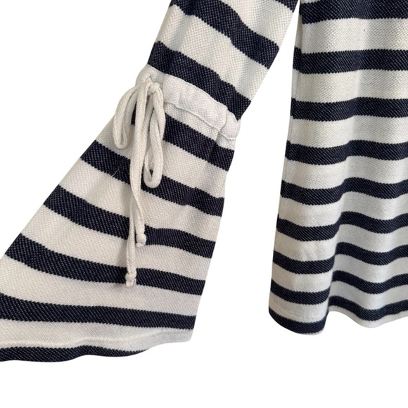 Caslon Blue White Striped Long Sleeve Top Bell Sleeve SP - Picture 2 of 7